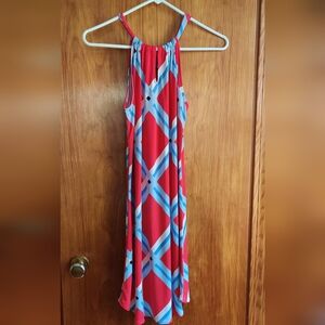 Geometric Midi Halter Dress